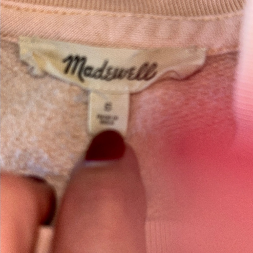 Madewell Relaxed Mockneck Cropped Sweatshirt Pale Blush Women’s Small - Picture 10 of 12